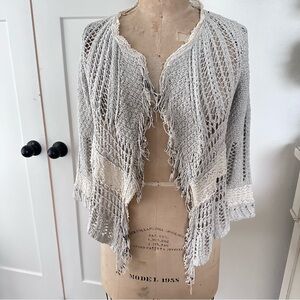 Knitted & Knotted anthropologie Cardigan fringe crochet
